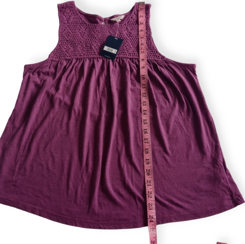 NWT- Lucky Brand Women's Crochet Tank Top Sleeveless.Size S. Color Purple. - Picture 11 of 16